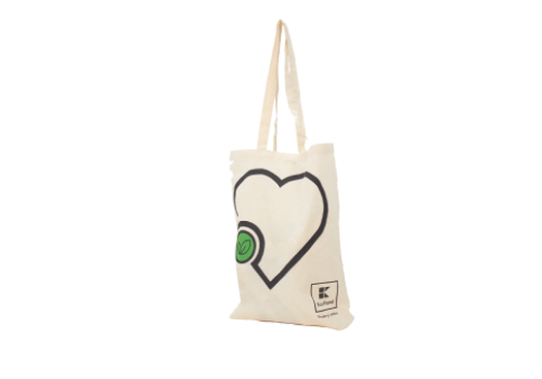 heart logo cotton canvas bag with double handle | sac coton canevas a anse double et motif coeur