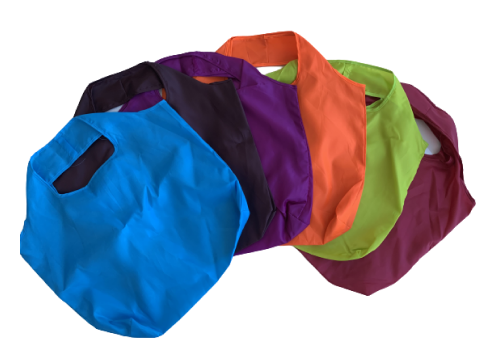 multi colored recycled polyester bags | sacs polyester recycles multicolores