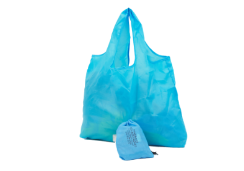 recycled polyester blue foldable bag | sac polyester bleu recycle pliable