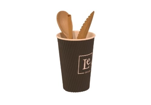 LE black cup and cutleries compostable | LE gobelet noir et couverts compostables