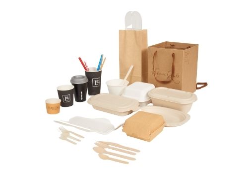 compostable tableware cups and bags | tasses et sacs de vaisselle compostables